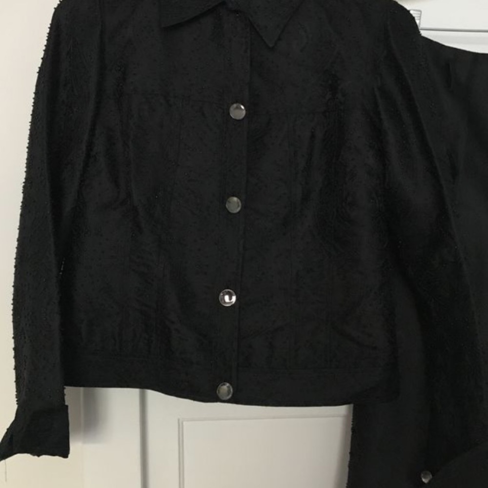 Trendy embellished sequence black suit